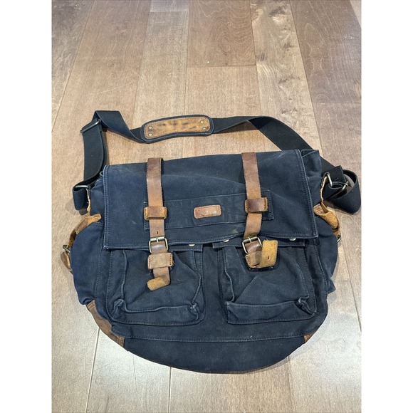 KATTEE MESSENGER BAG Black Canvas W/Pockets